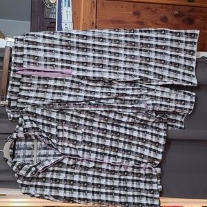 Vera Bradley Womens Pajamas Black White Plaid Lavender Floral Sz 2XL GUC *READ*